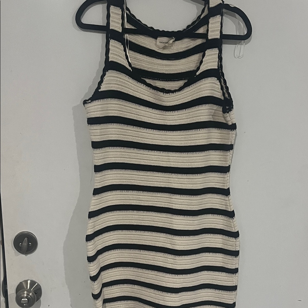 Lucky Brand Black and White Striped Tank Top